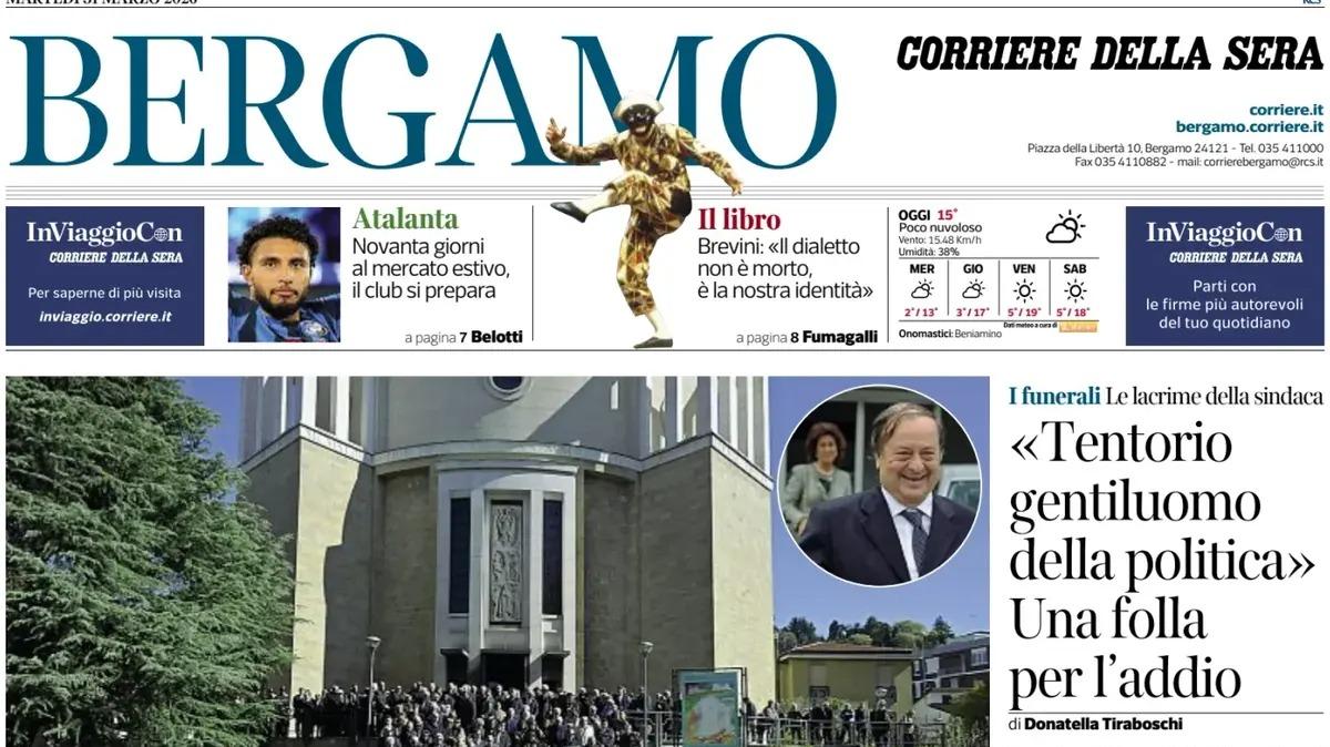 PRIMA PAGINA - Corriere di Bergamo: "Atalanta, novanta giorni al mercato estivo"
