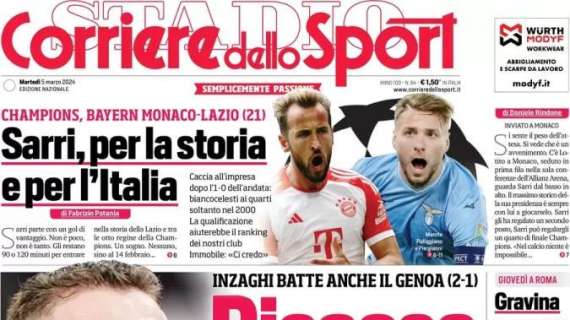 L'Inter batte il Genoa e vola a +15 sulla Juve, l'apertura del Corriere dello Sport: "Discesa libera"