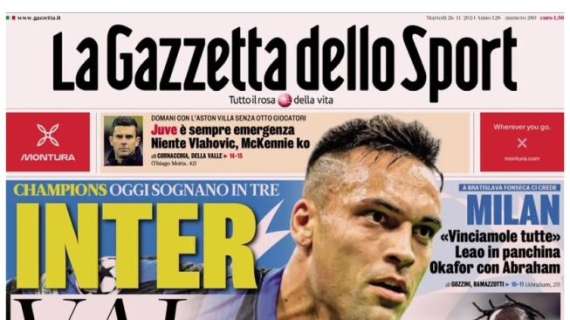 L'apertura de La Gazzetta dello Sport: "Inter vai alle stelle"