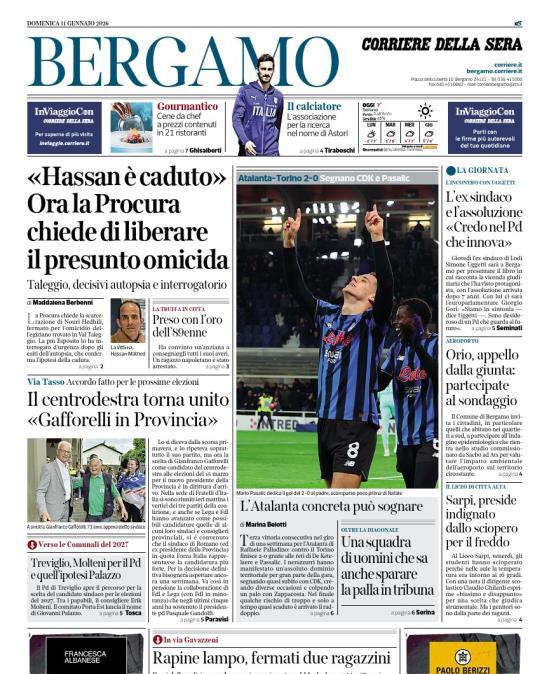PRIMA PAGINA - Corriere di Bergamo: "L’Atalanta concreta può sognare"