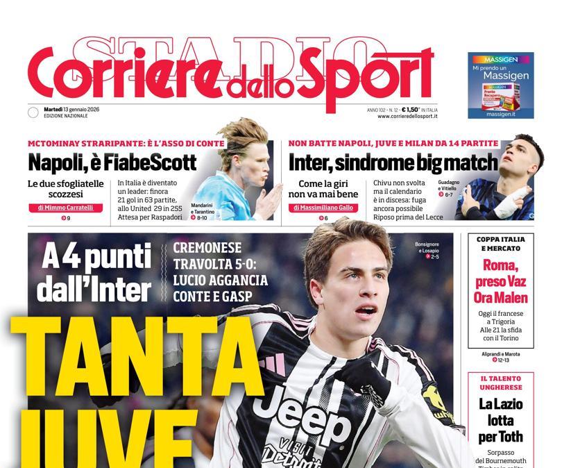 PRIMA PAGINA - Corriere dello Sport: "Tanta Juve"