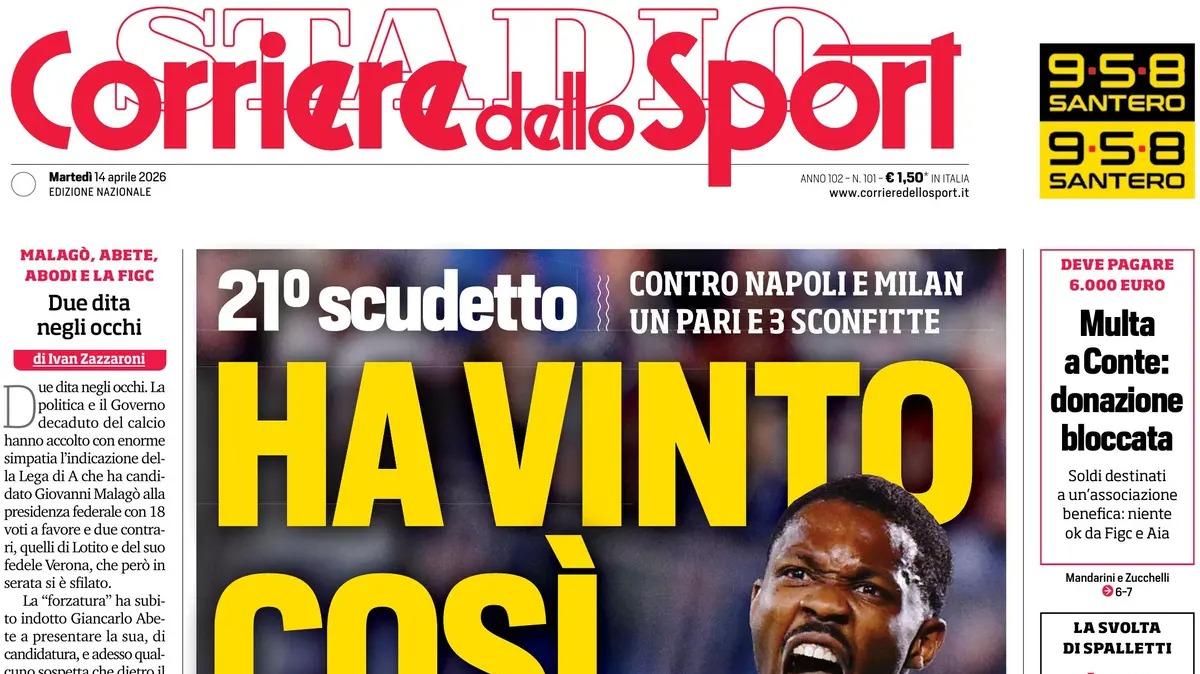 PRIMA PAGINA - Corriere dello Sport: "Roma-Atalanta nella 33ª Giornata"