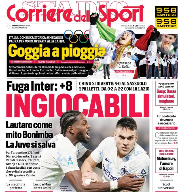 PRIMA PAGINA - Corriere dello Sport: "Ingiocabili"