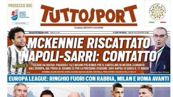 La doppia apertura di Tuttosport: "Inter, ore sul filo. Toro, ore da incubo"