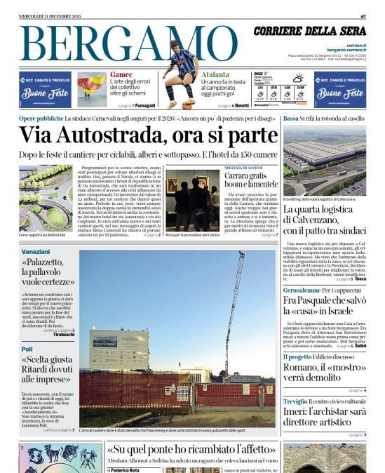 PRIMA PAGINA - Corriere di Bergamo: Un anno fa in testa al campionato, oggi pochi gol