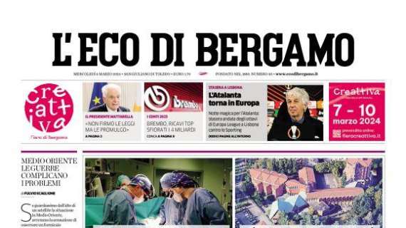 PRIMA PAGINA - L'Eco di Bergamo: "L’Atalanta torna in Europa"