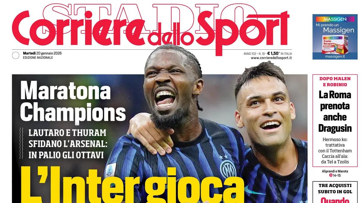 PRIMA PAGINA - Corriere dello Sport: "L'Inter gioca all'otto"
