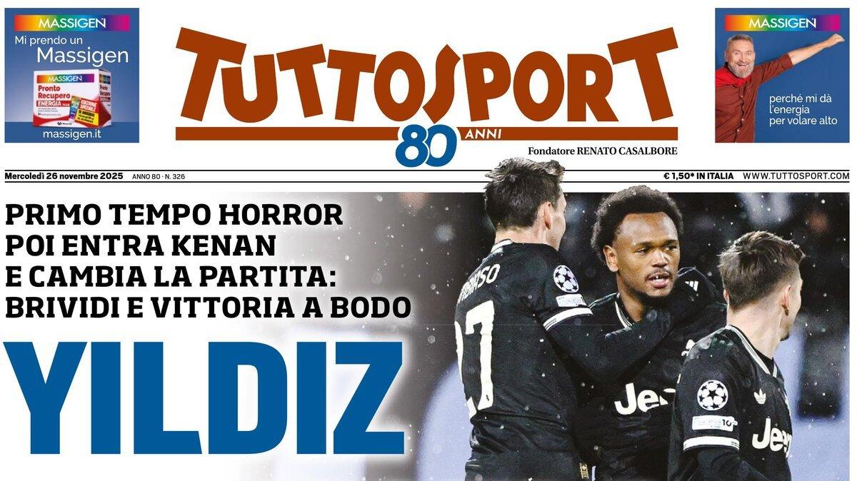 PRIMA PAGINA - TuttoSport: "YILDIZ SCONGELA LA JUVE"