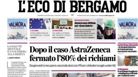 L'Eco di Bergamo: "Dopo il caso AstraZeneca fermato l’80% dei richiami"