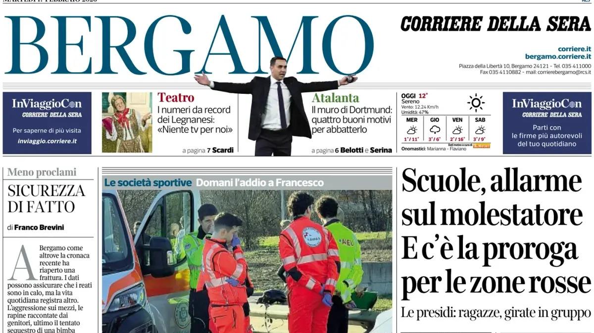PRIMA PAGINA - Corriere di Bergamo: "Atalanta, il muro di Dortmund: quattro buoni motivi per abbatterlo"