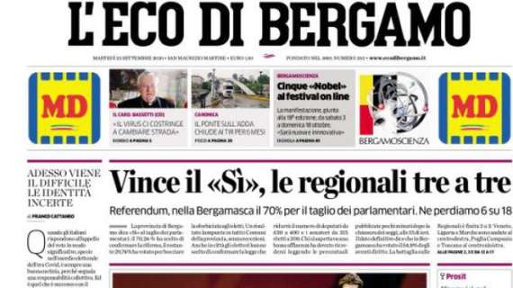 L'Eco di Bergamo: "Vince il «Sì», le regionali tre a tre"