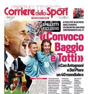 Il Corriere dello Sport apre con l'intervista a Spalletti: "Convoco Baggio e Totti"