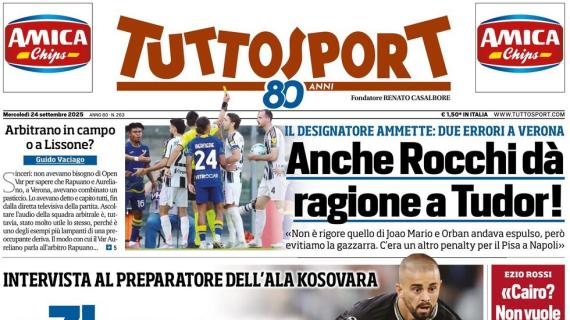 PRIMA PAGINA - TuttoSport : "Zhegrova s’è trasformato per la Juve"