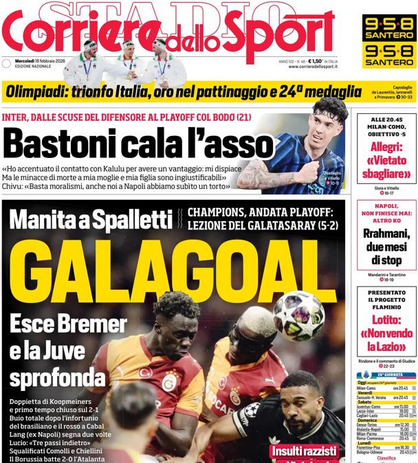 PRIMA PAGINA - Corriere dello Sport: "Galagoal"