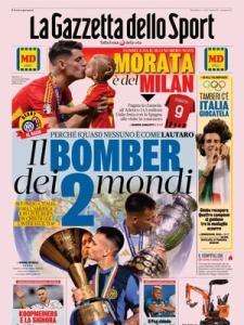 La Gazzetta dello Sport in prima pagina: "Lautaro il bomber dei 2 mondi. Morata è del Milan"