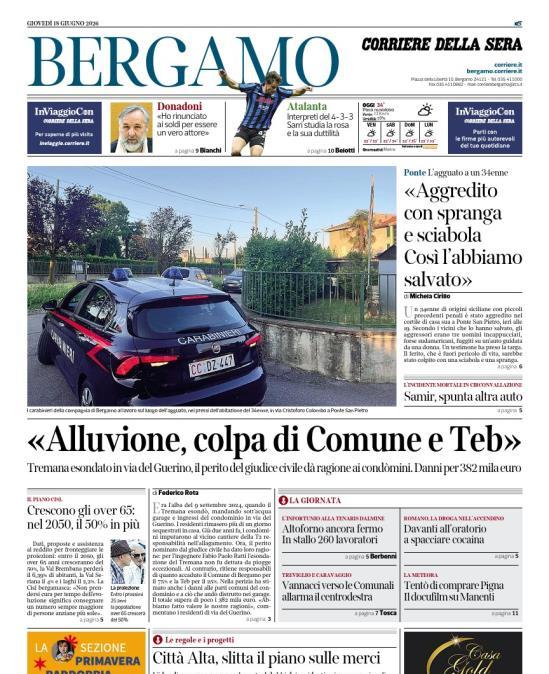 PRIMA PAGINA - Corriere di Bergamo: "Interpreti del 4-3-3. Sarri studia la rosa e la sua duttilità"
