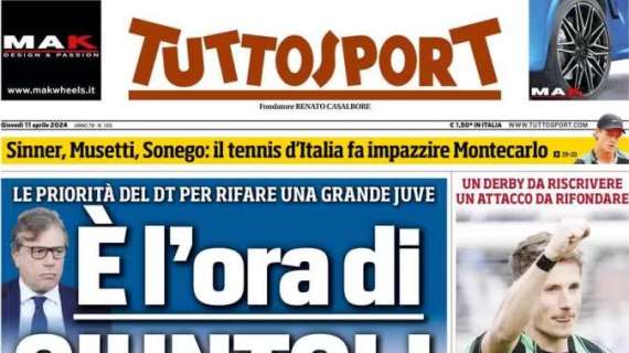 Tuttosport in prima pagina sul mercato in entrata della Juve: "È l'ora di Giuntoli"