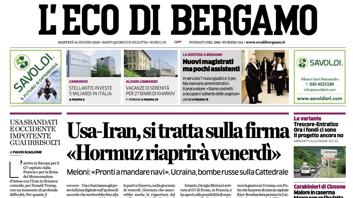 PRIMA PAGINA – L'Eco di Bergamo: "Sarri apre la nuova era"