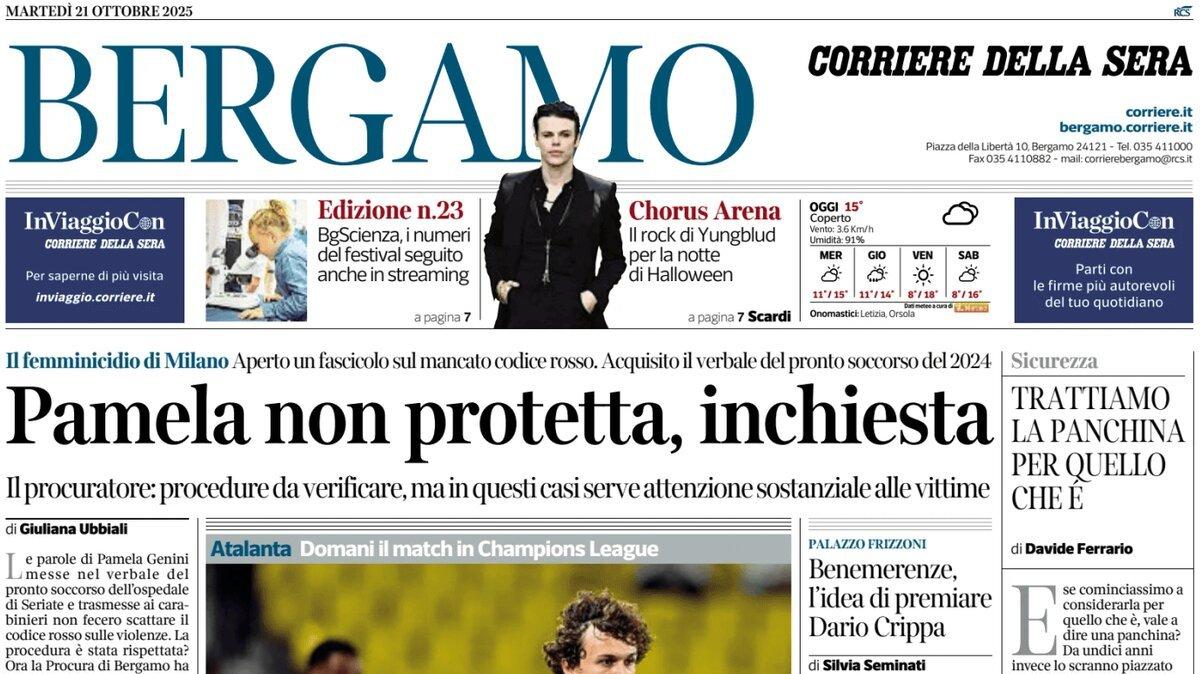PRIMA PAGINA - Corriere di Bergamo: "Scalvini ancora fermo Slavia Praga, ora i gol"