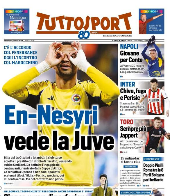 PRIMA PAGINA - TuttoSport: "En-Nesyri vede la Juve"