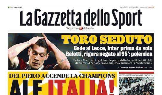 L'apertura de La Gazzetta dello Sport: "Ale Italia"