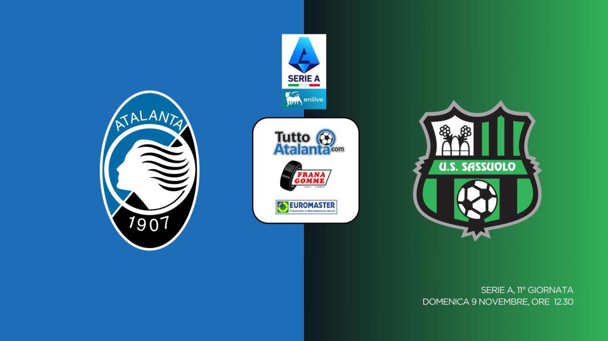 DIRETTA ATALANTA-SASSUOLO Frana Gomme Madone, calcio d'inizio ore 12,30