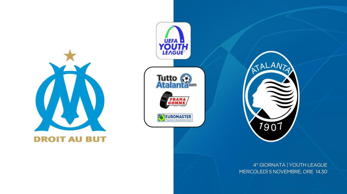 DIRETTA YOUTH LEAGUE / O.MARSIGLIA-ATALANTA Frana Gomme Madone, calcio d'inizio 14.30 