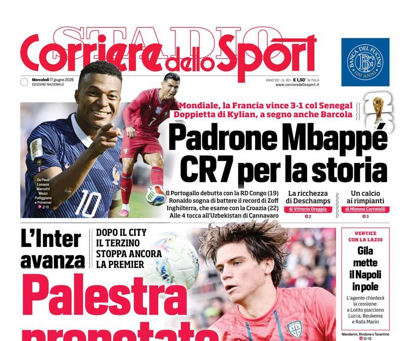 PRIMA PAGINA - Corriere dello Sport: "Palestra prenotato"