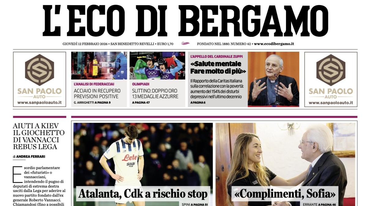PRIMA PAGINA - L'Eco di Bergamo: "CdK a rischio stop"