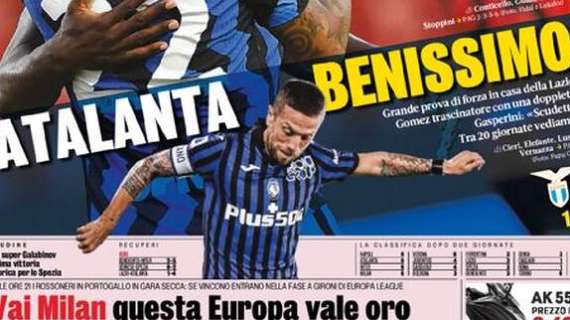 L'apertura de La Gazzetta dello Sport: "Atalanta benissimo"