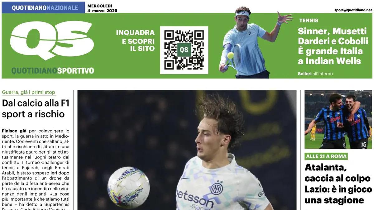 PRIMA PAGINA - Quotidiano Sportivo (QS): "Atalanta, caccia al colpo. Lazio: è in gioco una stagione"