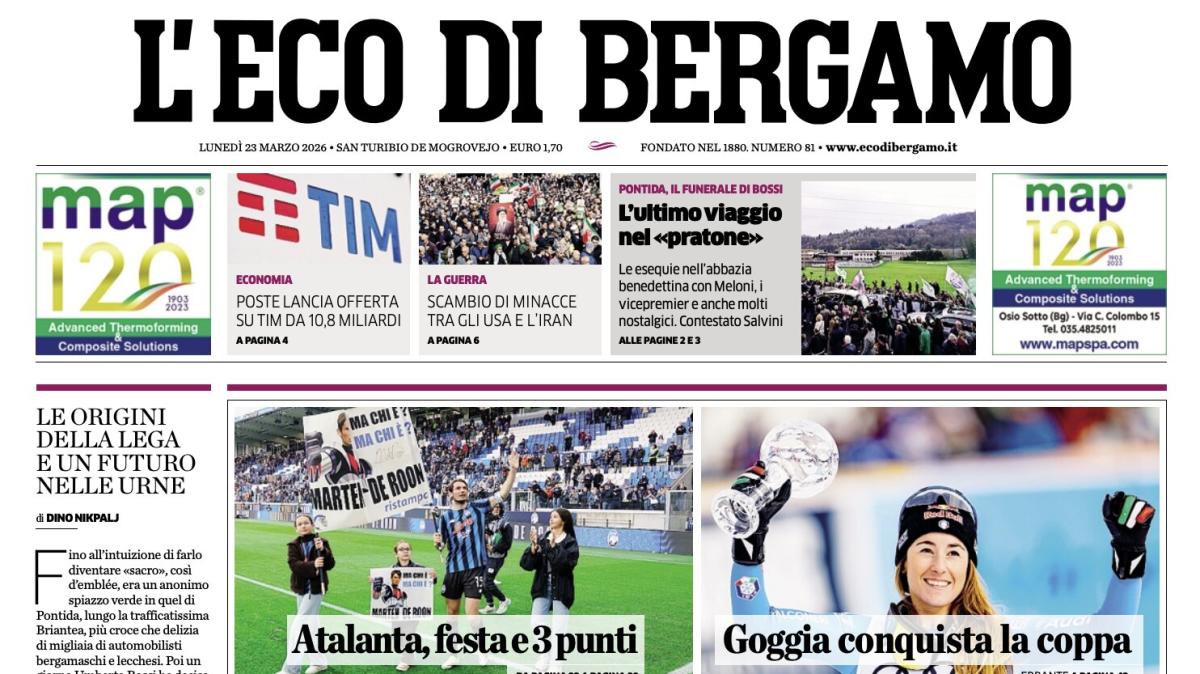 PRIMA PAGINA - L'Eco di Bergamo: "Atalanta, festa e 3 punti"