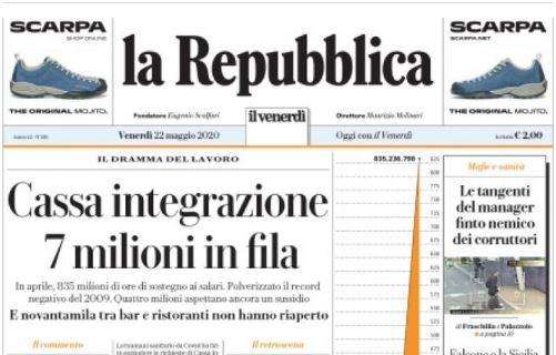 L'apertura de La Repubblica: "Cassa integrazione, 7 milioni in fila"