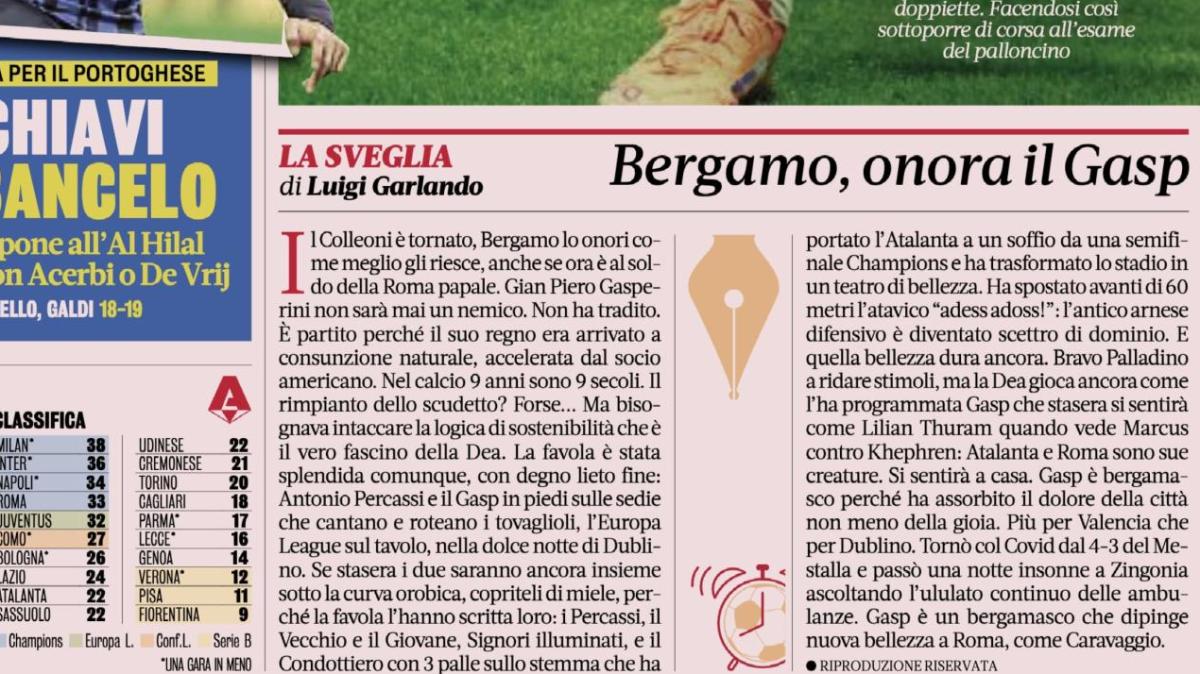 «Il Colleoni è tornato»: la Gazzetta celebra il Gasp, tra l'epica di Dublino e il dolore del 2020