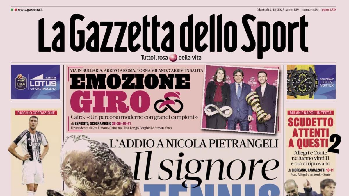 PRIMA PAGINA - La Gazzetta dello Sport: "Addio a Nicola Pietrangeli, il Signore del Tennis"