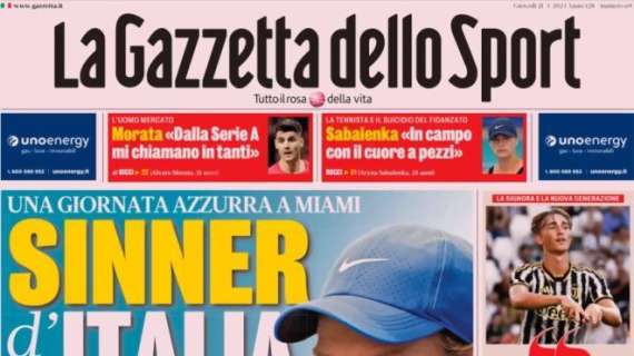 La prima pagina di oggi de La Gazzetta dello Sport sull'Italia: "Caccia agli eurogol"