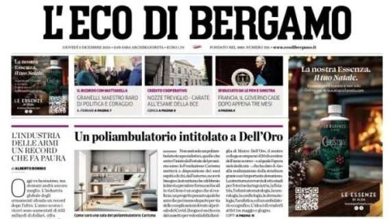 L'Eco di Bergamo: "Tridente alternativo, per l'Atalanta una nuova arma"