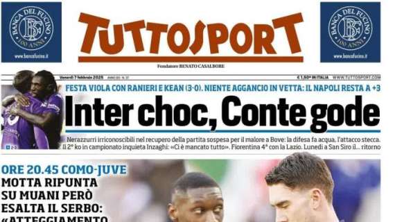 Juventus a Como con Muani in attacco, Tuttosport in prima pagina: "Kolo tira Vlahovic"