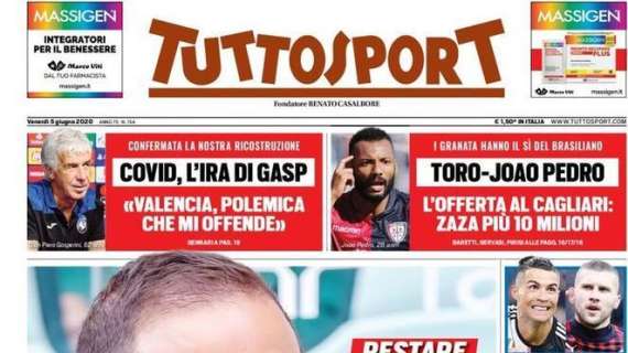 Tuttosport in apertura: "Il grande abbraccio di Napoli a Gattuso"