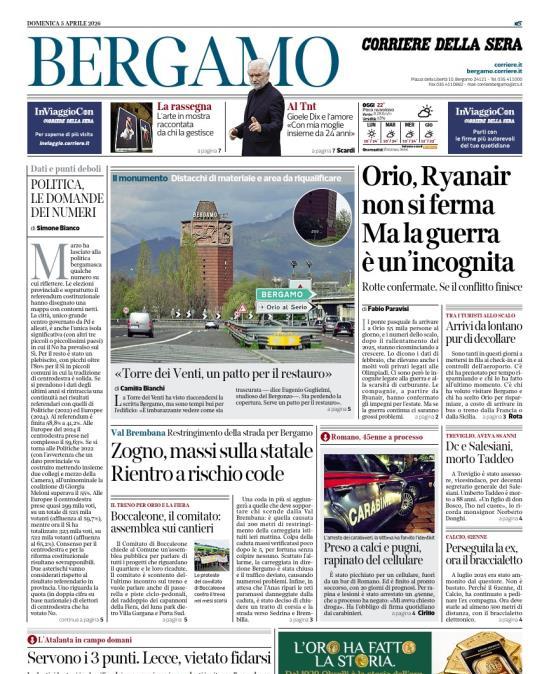 PRIMA PAGINA - Corriere di Bergamo: "Servono i 3 punti. Lecce, vietato fidarsi"