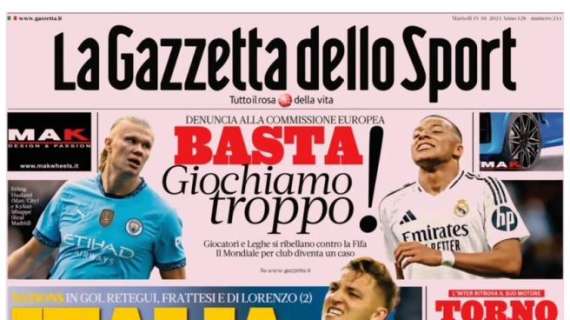 L'apertura de La Gazzetta dello Sport: "Italia è qui la testa"