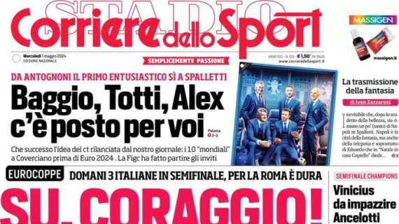 Il Corriere dello Sport apre sulla Roma in vista dell'Europa League: "Su, coraggio!"