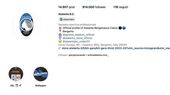 Effetto Europa League - Esplosione di follower per l'account Instagram dell'Atalanta