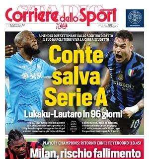 Napoli-Inter, in arrivo la sfida scudetto. L'apertura del CorSport: "Conte salva Serie A"