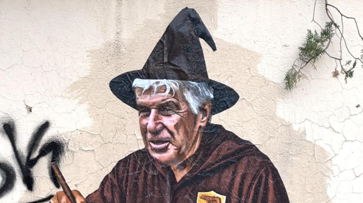 A Garbatella spunta il murales dedicato a Gasperini: il “mago” della Roma firmato Drugi