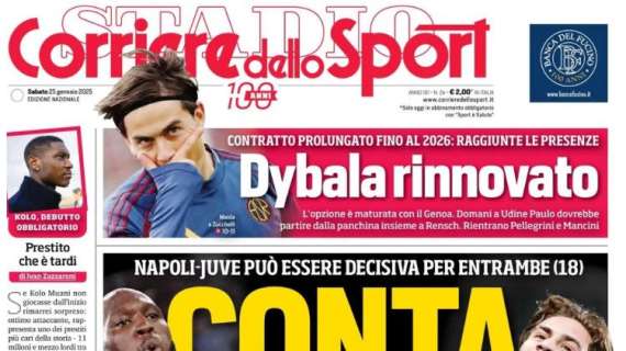 L'apertura del Corriere dello Sport sulla sfida fra Napoli e Juventus: "Conta"