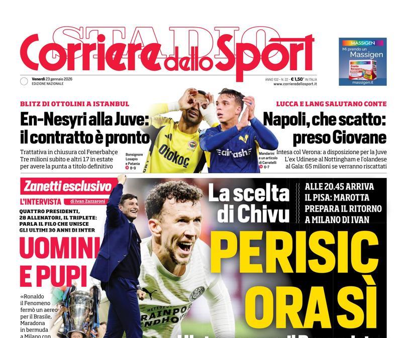 PRIMA PAGINA - Corriere dello Sport:  "Peris ora si"