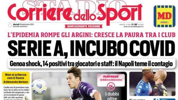 PRIMA PAGINA - Corriere dello Sport: "Serie A, incubo Covid. Genoa shock, 14 positivi"