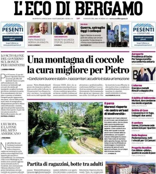PRIMA PAGINA - L'Eco di Bergamo: "La sfida di Coppa contro la Lazio una ferita aperta"