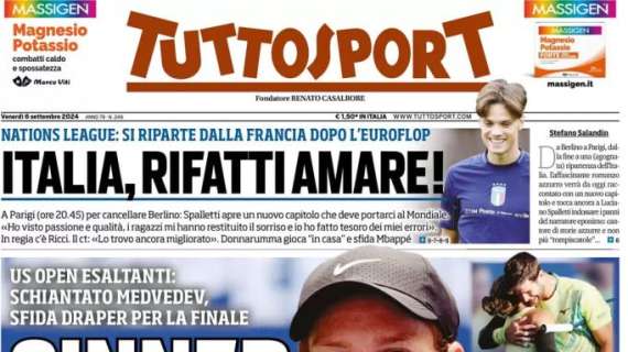 Stasera la sfida con la Francia, Tuttosport in prima pagina: "Italia, rifatti amare"